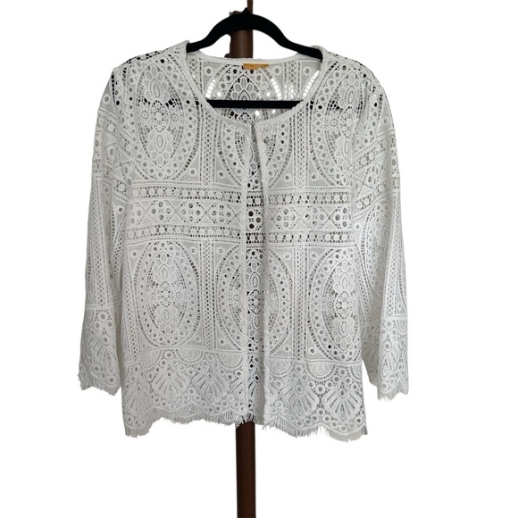 Ruby Rd. White Lace Cardigan Cover Up Top Women's Sz. Medium - Picture 1 of 5